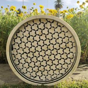 BOOST INLAY BANDEJA DE SERVICIO HECHO A MANO BANDEJA DE LUJO Incrustaciones de hueso Ramadán Desayuno Comida Fruta Café Té Bandeja decorativa - Product Image 4