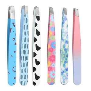 Pince à épiler à cils en acier inoxydable à pointe pointue inclinée professionnelle outil de soin de beauté Durable réutilisable de conception creuse - Product Image 1