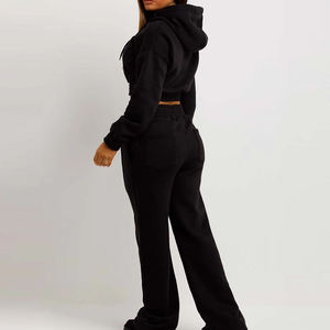 2025 Latest Premium Women's Crop Top <b>Hoodie</b> Jogging Tracksuit High Quality Stylish Solid <b>for</b> Winter - Product Image 3