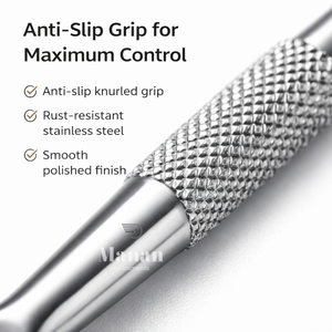 ชุดอุปกรณ์ดันหนังกำพร้าสแตนเลสคุณภาพสูง 3 ชิ้น ชุดเตรียมเล็บแบบสองด้าน ใช้ซ้ำได้ สำหรับทำเล็บมือและเล็บเท้า ชุดมืออาชีพ OEM - Product Image 3