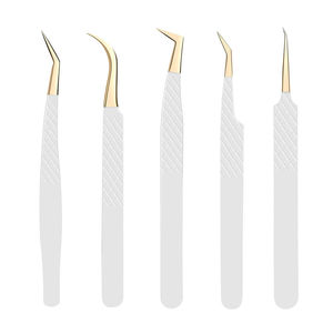 Pinces à cils professionnelles en acier inoxydable, antistatiques, durables, de précision, pour soins de beauté, outils d'extension de cils, angulaires et dentelés - Product Image 1