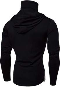 Sweat-shirts de sport unis sans manches, couvrant tout le visage, compression, coupe régulière, entraînement, automne, polaire en coton, pull pour homme, séchage rapide - Product Image 3
