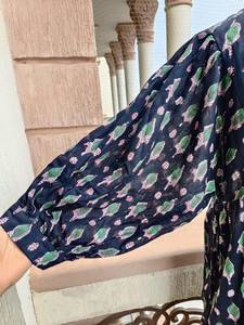 Robe midi bohème à col à volants, imprimée à la main, en coton, décontractée, pour l'été - Product Image 2