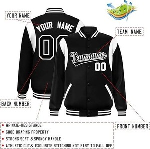 Personnalisable Premium Quality Slim Fit Wool Varsity Jacket Confortable Bomber Baseball Style Sheep Skin Front Logo pour l'hiver - Product Image 2