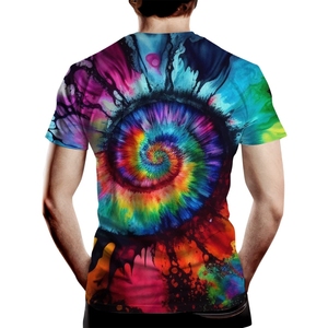 OEM al por mayor Tie Dye camisetas hombre Arco Iris Color Premium Tie Dye tela en blanco Arco Iris Tie-Dye camiseta para hombres 100% algodón - Product Image 5