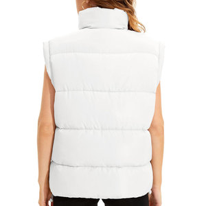 Nuevos diseños mujeres sin mangas Color sólido largo con capucha chaleco Puffer chaleco algodón mujeres sin mangas burbuja chaqueta - Product Image 4