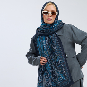Élégant châle pashmina à motif botanique paisley oriental et vert sarcelle, toucher doux, sensation coton, léger, pour femme, toutes saisons - Product Image 3
