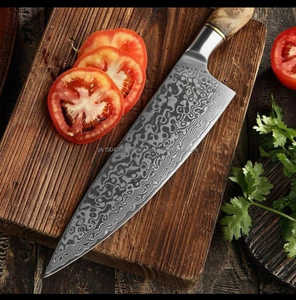 5 ชิ้นด้ามไม้ร้อนขายชุดมีดเชฟอุปกรณ์เสริมดามัสกัสเหล็กมีดเชฟมืออาชีพชุดมีดครัว - Product Image 3