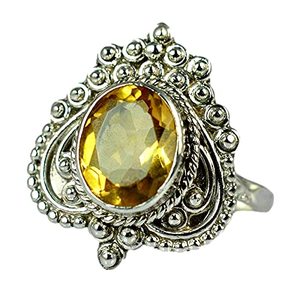 Bague en argent sterling 925 avec citrine, faite à la main, pierre précieuse ovale jaune naturelle, bijou de promesse, rhodié, cadeau de pierre de naissance de novembre pour elle - Product Image 1