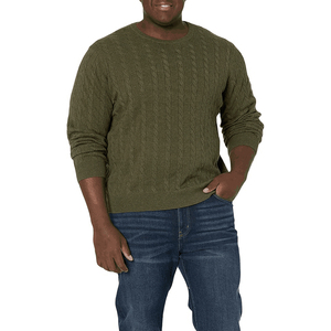 Plus Size Men's Crew Neck <b>Cable</b> Knit Pullover Sweater Heavyweight Solid Color Long <b>Sleeve</b> Casual New Arrival Autumn Wear Sweater - Product Image 2