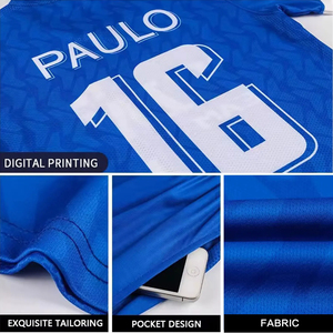 Nueva impresión sublimación rojo amarillo verde azul blanco juego de fútbol equipo uniforme traje Jersey conjuntos 100% poliéster ligero - Product Image 4