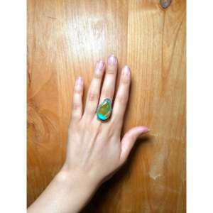 Handmade <b>Boho</b> Royston Turquoise & Sterling <b>Silver</b> <b>Ring</b> Navajo Made Gemstone Jewelry for Everyday Wear Size 8.75 - Product Image 5