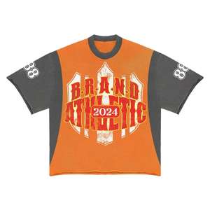 Haute qualité soleil effet délavé conception personnalisée manches courtes confortable en détresse broderie col rond t-shirts pour hommes - Product Image 2