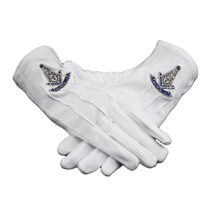 Gants maçonniques en coton blanc de qualité supérieure Personnaliser des gants confortables de nouveau style dans des gants maçonniques bon marché - Product Image 1