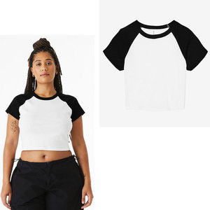 Women's T-Shirt Custom Y2K 3D Batik Appliques Micro Rib Raglan Sleeves Slim Fit Casual Cotton <b>Bamboo</b> <b>Fiber</b> - Product Image 1