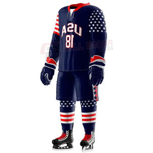 Conjunto de uniforme de equipo de hockey sobre hielo con Jersey y pantalones cortos a juego, uniforme de hockey sobre hielo de ajuste clásico con opción de personalización - Product Image 6