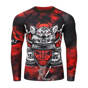 เสื้อเชิ๊ตแขนยาวพิมพ์ลายป้องกันผื่นสำหรับ MMA ป้องกันรังสียูวีป้องกัน Jitsu BJJ มีการพิมพ์ซับลิเมชัน OEM - Product Image 1