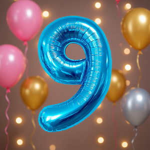 Palloncini Numero Party Love Blu N9 80cm Confezione da 12 Pezzi - Product Image 3