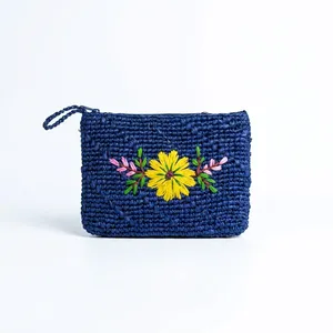 Bolso de Mano de Ganchillo Floral, Estilo Bohemio, Cierre Abierto, Uso Diario, Patrón Multicolor, Bolso Tipo Clutch para Mujer - Product Image 2