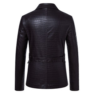 Chaqueta de Cuero de Motociclista Vintage para Hombre, Invierno 2025, Venta Caliente, Acabado Sin Tejer, Cierre de Cremallera, Transpirable, Delgada, Frente - Product Image 5