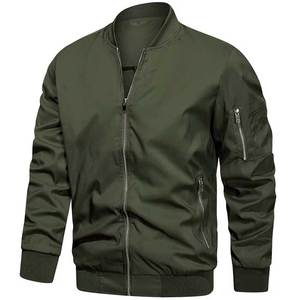 Casual High Street Embroidered Logo Patches Bomber <b>Jacket</b> Men Casual Ribbed Collar <b>Light</b> Windproof Bomber <b>Jacket</b> - Product Image 1