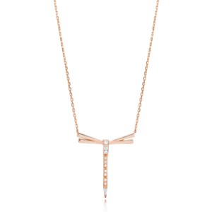 Collar con Colgante de Plata de Ley 925 Chapado en Oro, Diseño de Libélula Encantador, con Circonita, Hecho a Mano en Turquía - Product Image 3