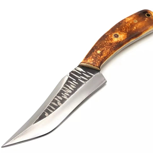 Couteau d'éminceur à lame fixe en acier damas fait à la main personnalisé OEM couteau à usage quotidien personnalisable pour la chasse os de bois Camping - Product Image 1