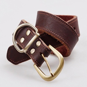 Collar de perro de cuero de vaca 100% de calidad superior hecho a mano más vendido con hebilla de latón resistente anillo en D y remaches - Product Image 2