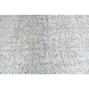 พรมตุรกี 5.1x6.4 ฟุต สีขาวลายพรางสีน้ำเงิน พรมขนสัตว์วินเทจ - Product Image 5