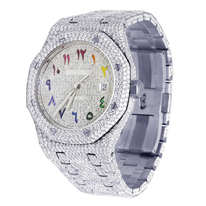 Fashion Iced Out Moissanite Quartz Dial <b>Watch</b> with Glass Crystal and Stainless Steel Case - Product Image 1