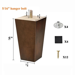 Patas cuadradas personalizables de madera maciza de caucho para muebles para comedor/Cocina/sala de estar Placa de Metal integrada para sofá silla - Product Image 6