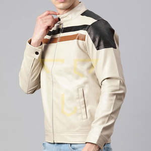 Blouson en cuir d'hiver à manches longues pour homme, style urbain, motif uni, col montant et fermeture éclair, vente en gros personnalisée - Product Image 3
