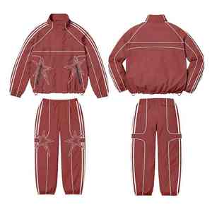 Ensemble de survêtement coupe-vent élégant pour hommes, deux pièces, logo personnalisé, veste zippée intégrale, pantalon de jogging, vêtements de sport, vêtements de sport légers - Product Image 3