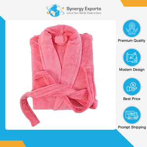 <b>Indian</b> Origin Wholesale Supplier Exporting Premium Quality Fleece Fabric Long Sleeves Bathrobe Unisex Bath Robes with Belts - Product Image 3