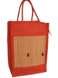 Eco-Friendly Four Wine Bottle Carrier Reusable Jute Recycled Tote <b>Bag</b> Christmas Gift Handle Lowellcraft JBW00667 Shopping <b>Bags</b> - Product Image 3