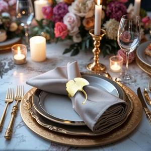 Anneau de serviette en feuille d'or de luxe, porte-serviettes décoratif pour tables à manger, fêtes, événements, mariages, réceptions à domicile, en provenance d'Inde - Product Image 3