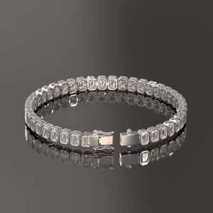 925 Sterling <b>Silver</b> Tennis <b>Bracelet</b> with Emerald Cut VVS Moissanite Diamond <b>Cross</b>-Shape Pattern Luxury & Hip Hop Stylish Gift - Product Image 2