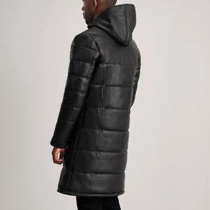 Abrigo Acolchado de Cuero con Capucha para Hombre Floyd, Abrigo Negro con Relleno de Plumón - Product Image 5