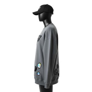 Sweat-shirt oversize pour femme, lourd, 320 GSM, mélange de coton polaire, toucher doux, gris, coupe décontractée, logo personnalisé, respirant - Product Image 3