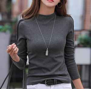 Camiseta de manga larga de algodón 100% para mujer, Camiseta de cuello sólido con estampado personalizado, camisetas transpirables de estilo informal de talla grande para hombre - Product Image 4