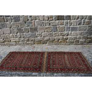 พรมขนแกะตุรกีวินเทจสีแดงสีดำโอเวอร์ไซส์แบบแบนด้านหลังเป็นยางรอง360X940ฟุตสำหรับตกแต่งห้องนั่งเล่นเย็บปะติดปะต่อกัน - Product Image 4