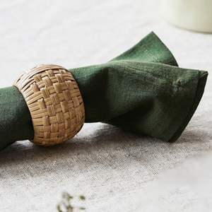 Rattan napkin rings dining table decor hot selling natural woven ring <b>set</b> for <b>dinner</b> napkins - Product Image 4