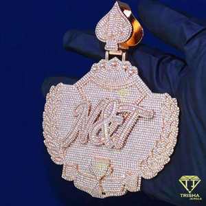 Colgante de diseño personalizado de lujo Iced Out Chapado en plata 925 y colgante de diamante cultivado en laboratorio VVS Colgante de diseño personalizado - Product Image 3