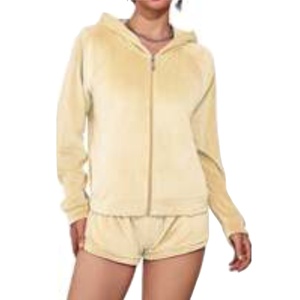 Ensemble deux pièces décontracté pour femme, hiver, veste à capuche zippée unie et short assorti, style cycliste, écologique 2026 - Product Image 3