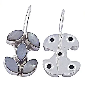Boucles d'oreilles pendantes en argent 925 style bohème pour femme, motif végétal, serti clos, bijoux à porter au quotidien - Product Image 3