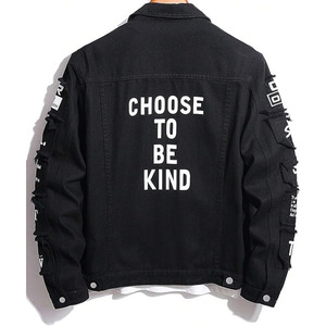 Veste en jean unie à capuche pour homme avec cordon de serrage, coupe ample - Product Image 2