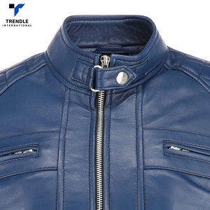 Wholesale Price High Street Long <b>Thin</b> Stand Collar Front Logo Customized Leather <b>Jackets</b> Hot Selling Winter 2025 New for <b>Men</b> - Product Image 6