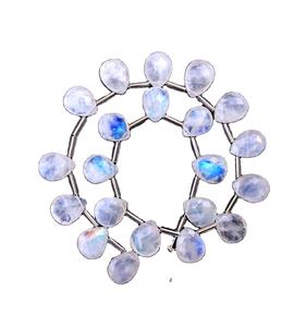 Perles en forme de poire à facettes en pierre de lune arc-en-ciel naturel de haute qualité blanc avec bleu Flashy pour la fabrication de bijoux Bracelet collier - Product Image 1