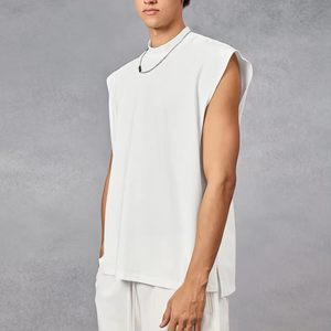 Camiseta sin mangas de gran tamaño para hombre, Camiseta holgada de gimnasio, chaleco de entrenamiento muscular, ropa de calle, camiseta interior de algodón informal - Product Image 6