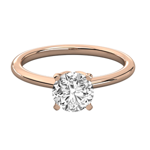 Bague de fiançailles en or jaune 14 carats pour femme, solitaire brillant, diamant de laboratoire, avec certificat IGI, bijoux fins - Product Image 1